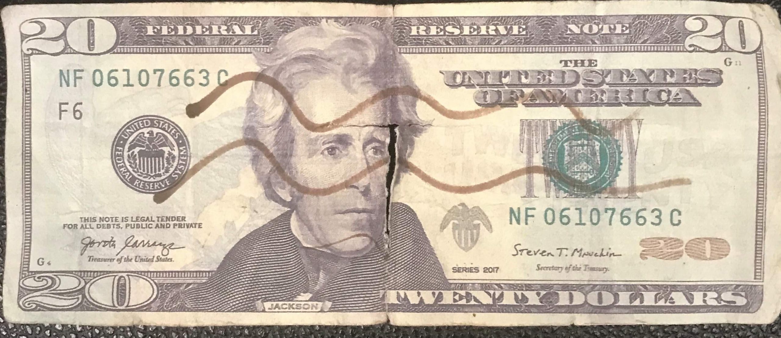 20 dollar bill serial number doesnt match
