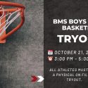 BMS basketball tryouts scheduled for October 21-23